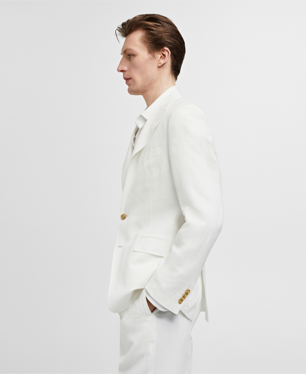 Shop Mango Men's Slim Fit Linen And Cotton Suit Jacket In White