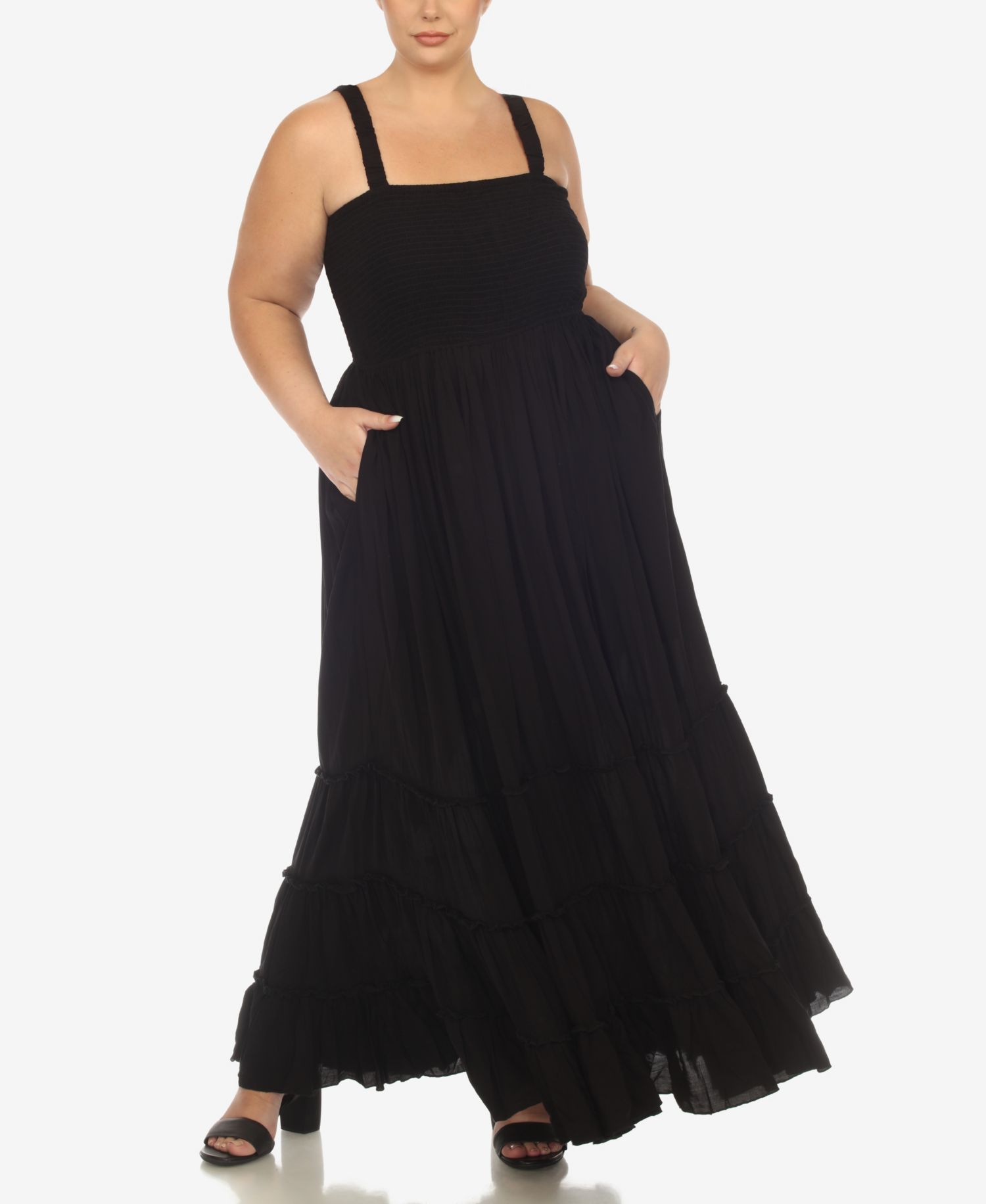 Plus Size Smocked Ruffle Maxi Dress