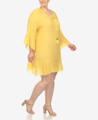 Plus Size Sheer Embroidered Knee Length Cover Up Dress