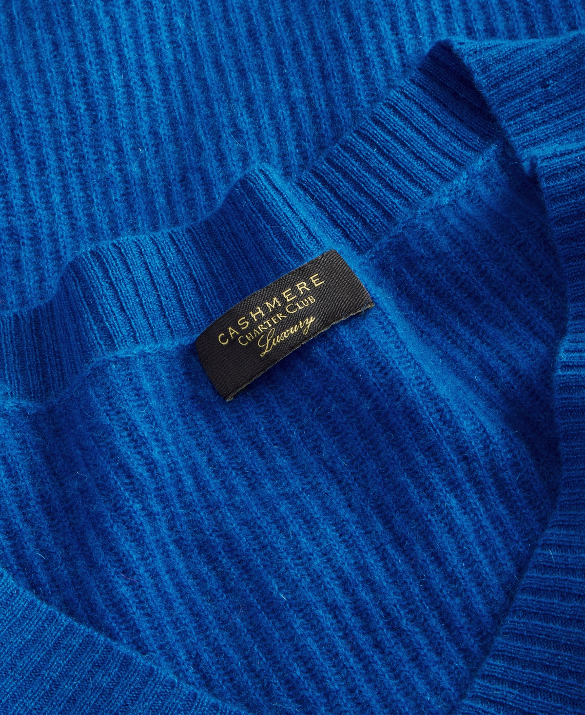 Charter Club Plus Size Cashmere Rib-Knit Relaxed-Shoulder Sweater, Created for Macy's