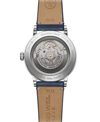 Men's Swiss Automatic Millesime Blue Leather Strap Watch 40mm