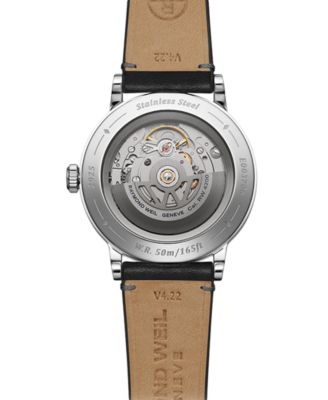 Men's Swiss Automatic Millesime Black Leather Strap Watch 40mm