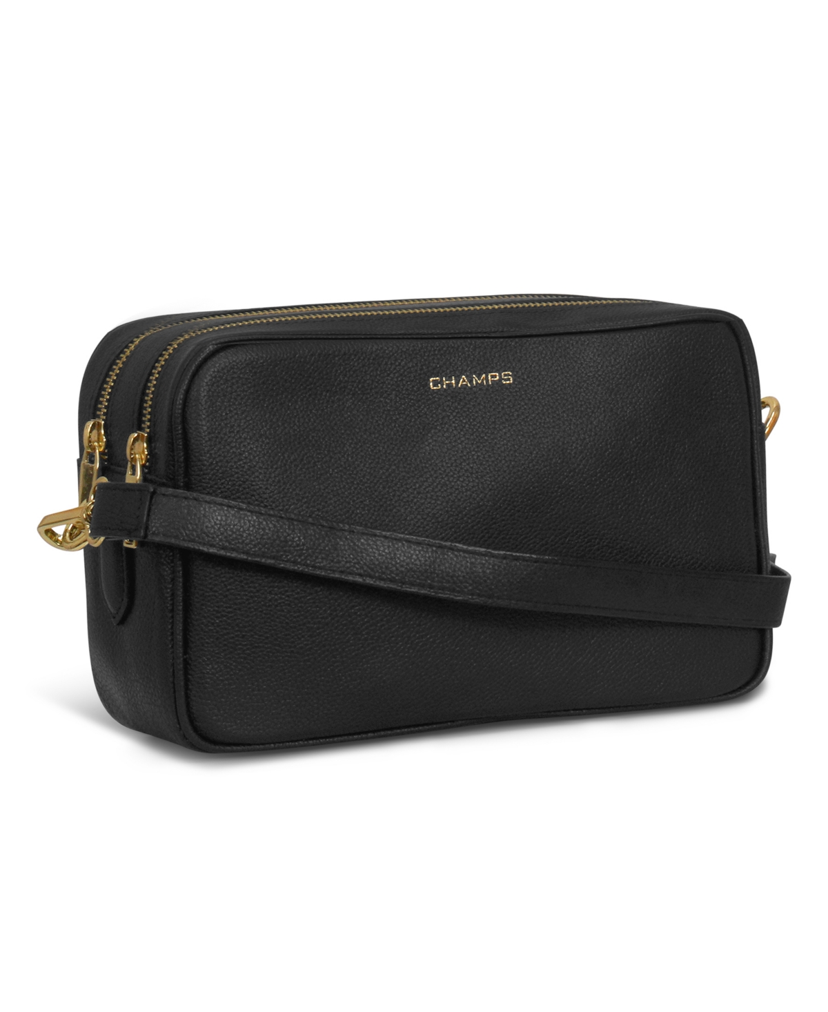 Shop Champs Leather Double-zip Shoulder Bag In Black
