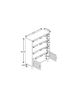 Faulkner Mid-Century Modern Natural Brown Finished Wood and Rattan 2-Door Bookcase