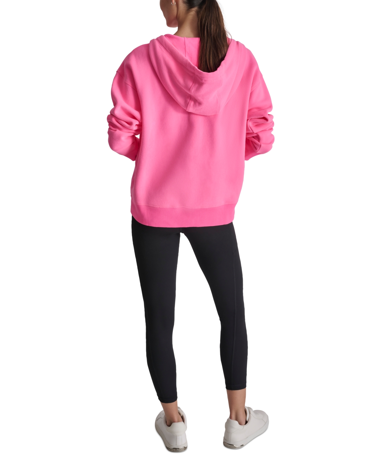 Dkny Sport Women's Mini-Stud-Logo Zippered Fleece Hoodie