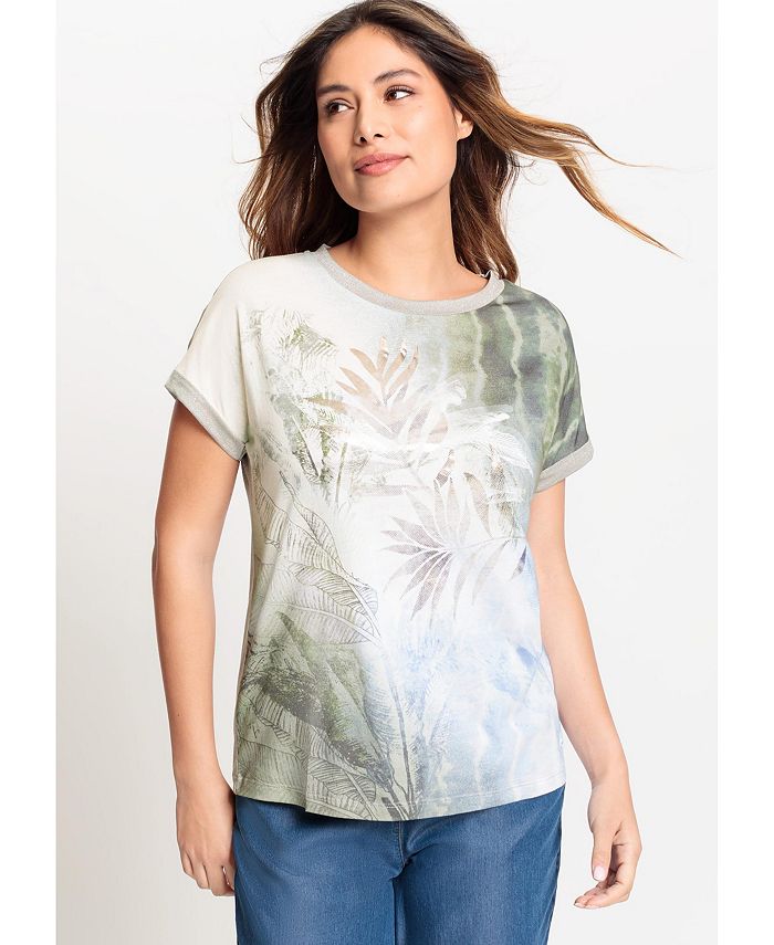 Olsen Women's Tropic Glam Short Sleeve T-Shirt - Macy's