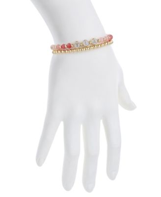 Multi Pink Quartz Tia Stone and Beaded Stretch Bracelet Set