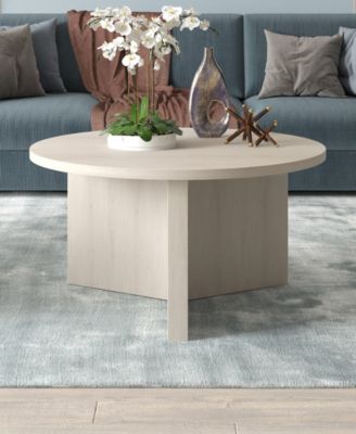 Anders 32" Wide Round Coffee Table in Alder White
