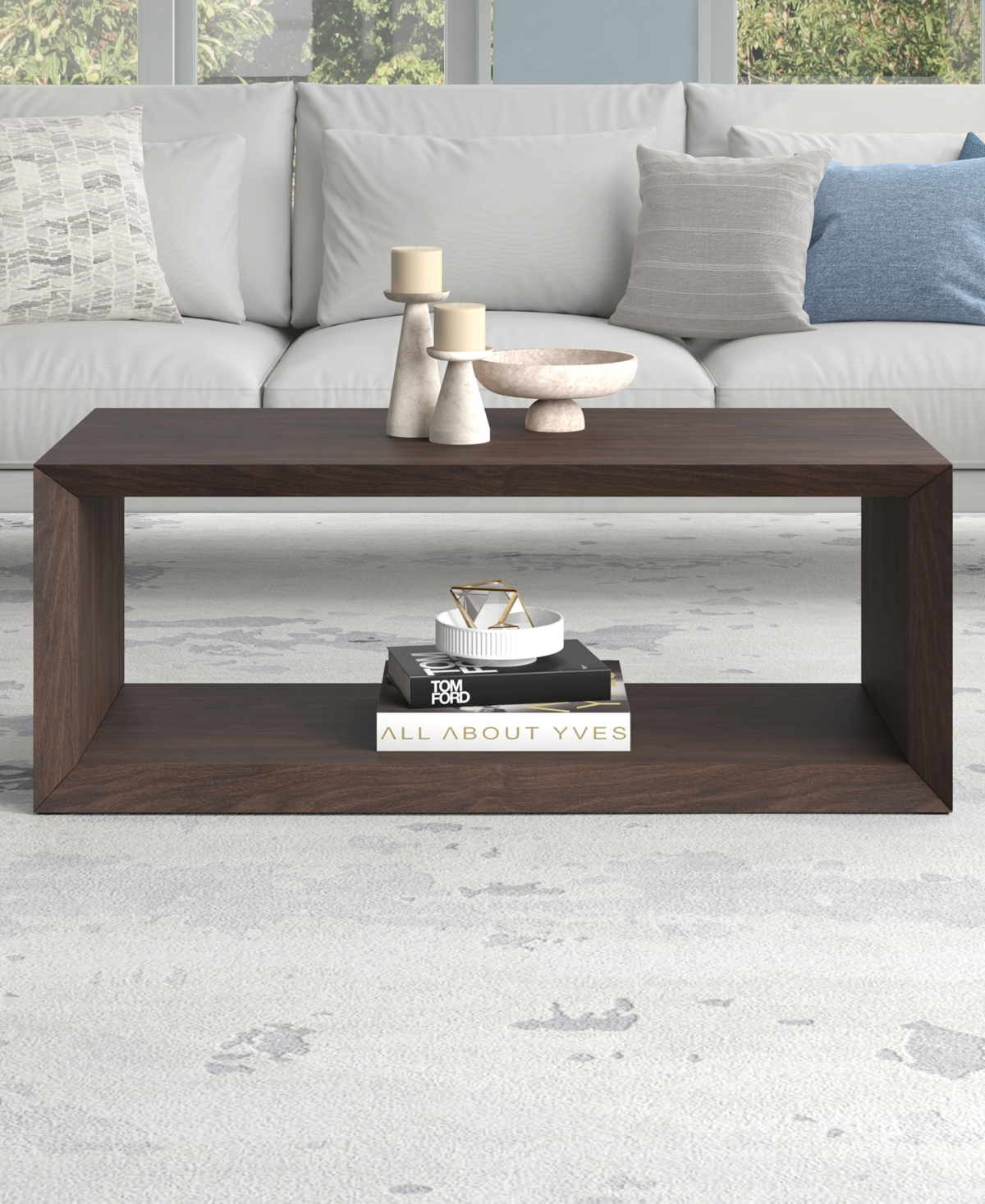 Hudson & Canal Osmond 48" Wide Rectangular Coffee Table In Alder Brown In Alder Brown