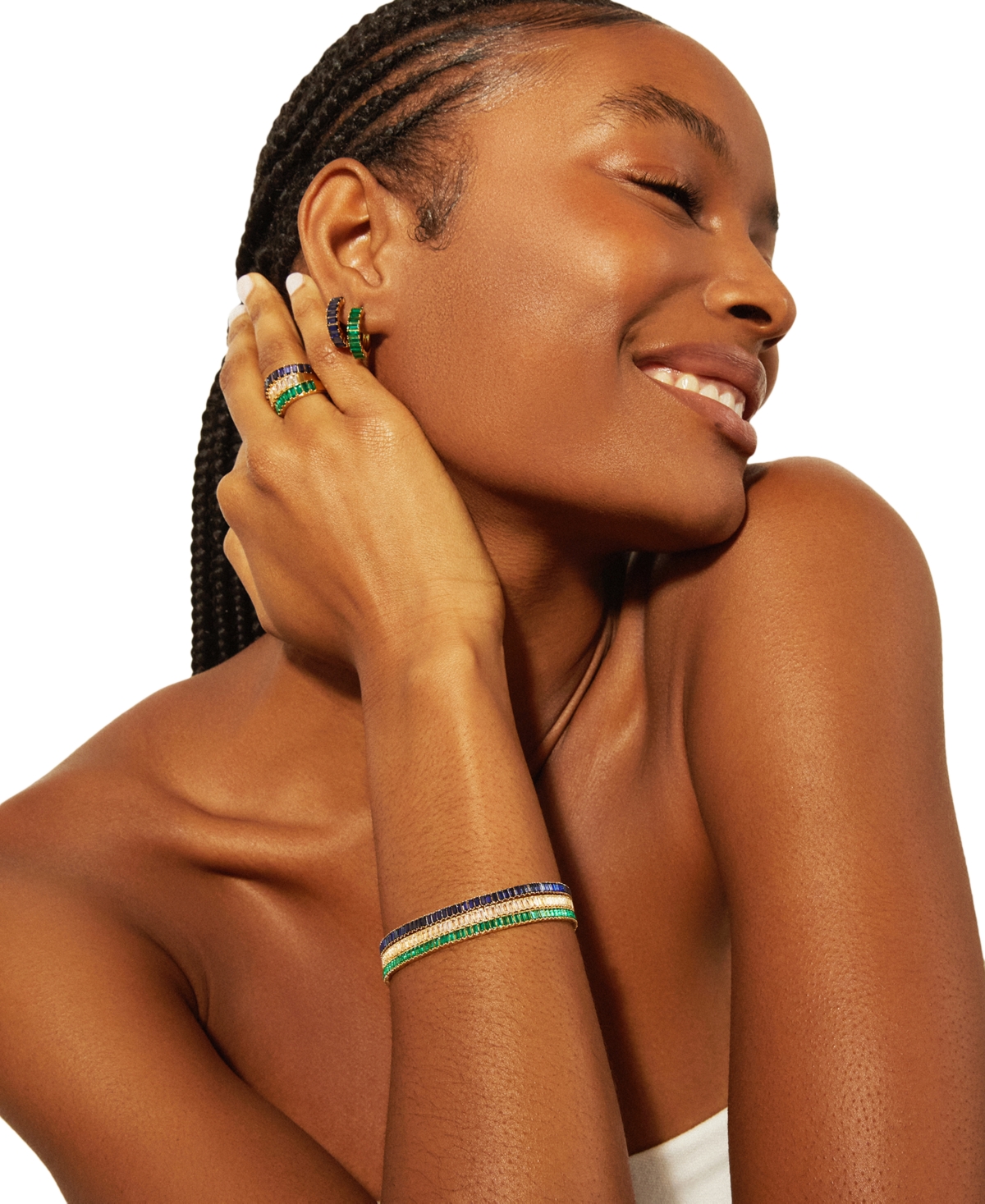 Audrey by Aurate Nano Emerald Color Baguette Ring (1 ct. t.w.) in Gold Vermeil (Also in Nano White Sapphire Color, Nano Ruby Color, & NanoSapphi