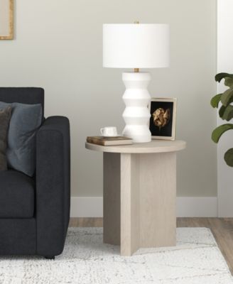 Anders 20" Wide Round Side Table in Alder White