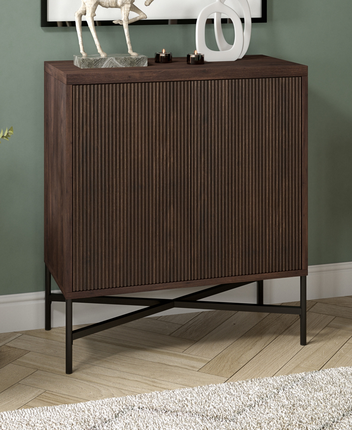 Hudson & Canal Brighton 28" Wide Rectangular Accent Cabinet In Alder Brown In Alder Brown