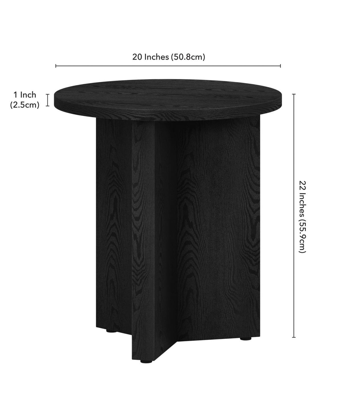 Hudson & Canal Anders 20" Wide Round Side Table In Black Grain In Black Grain
