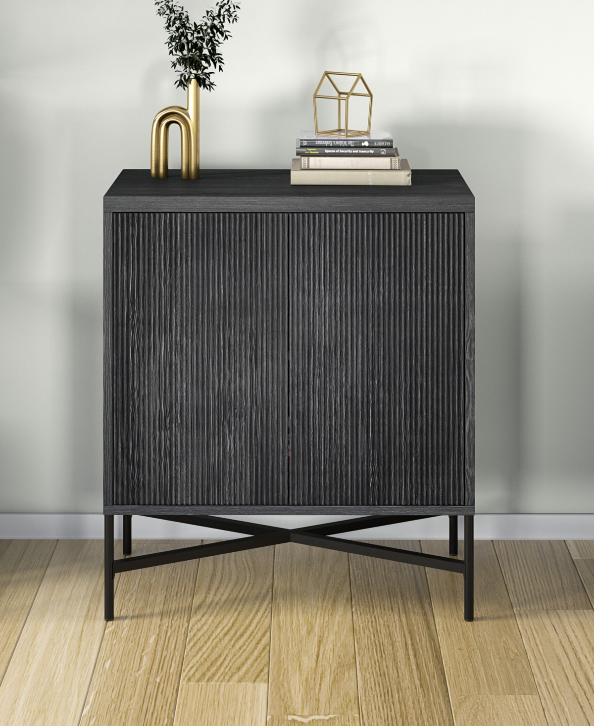 Hudson & Canal Brighton 28" Wide Rectangular Accent Cabinet In Charcoal Gray In Antiqued Gray Oak