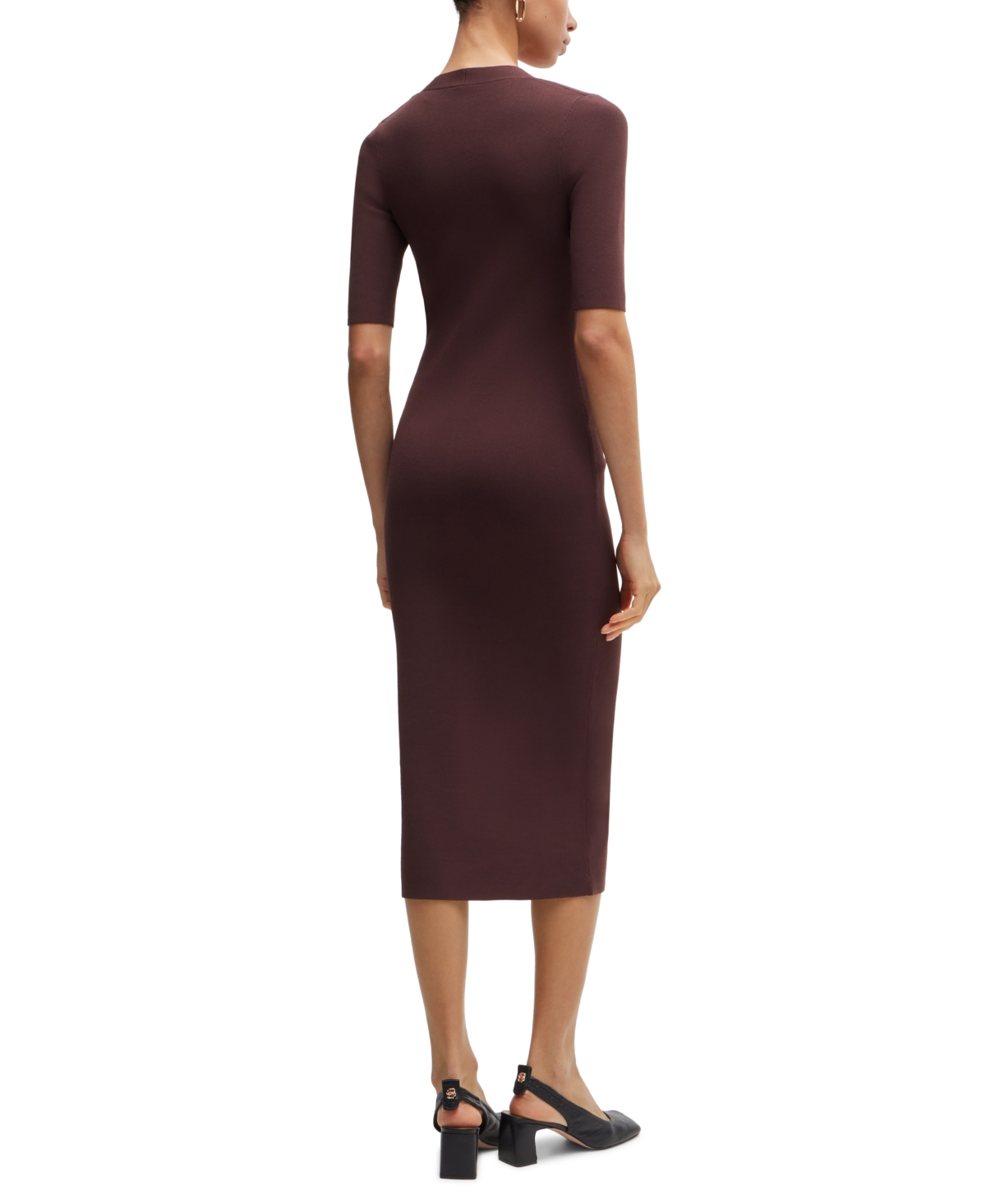 HUGO BOSS BOSS BY HUGO BOSS WOMEN'S V-NECK KNITTED DRESS 