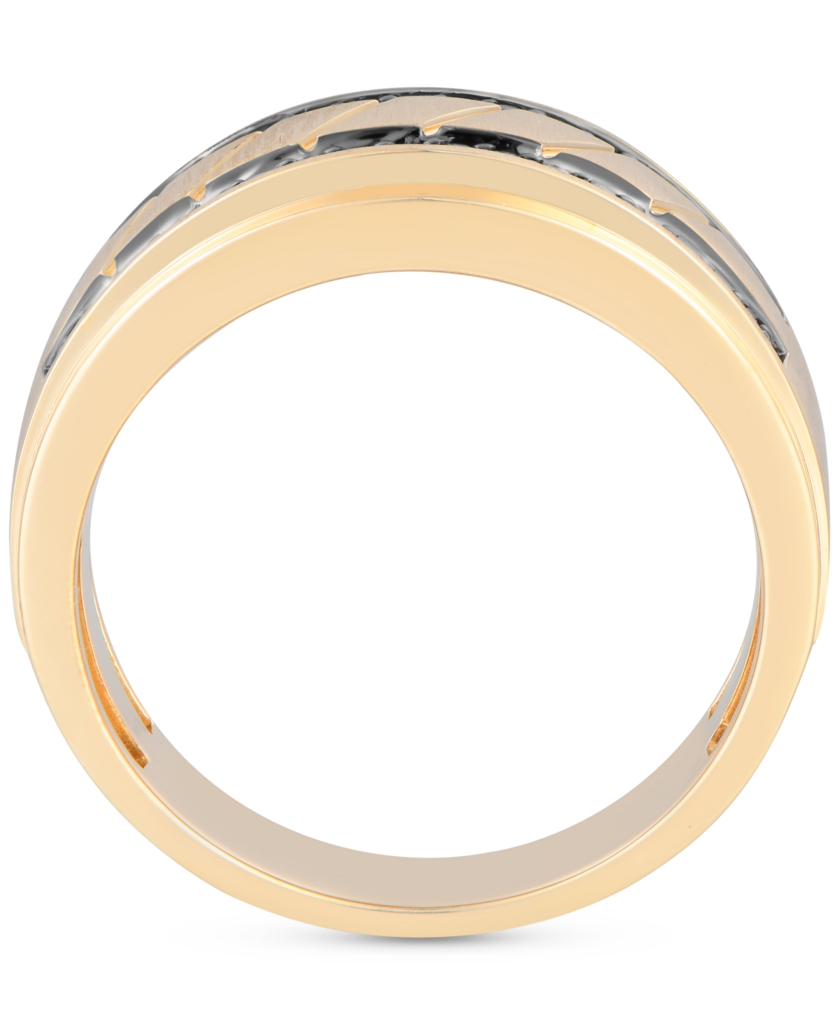 Men's Black Diamond Double Row Band (1/3 ct. t.w.) in 10k Gold (Also Diamond) - Light Brown
