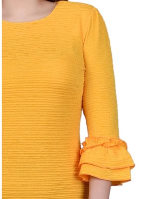 Petite 3/4 Sleeve Textured Knit Dress