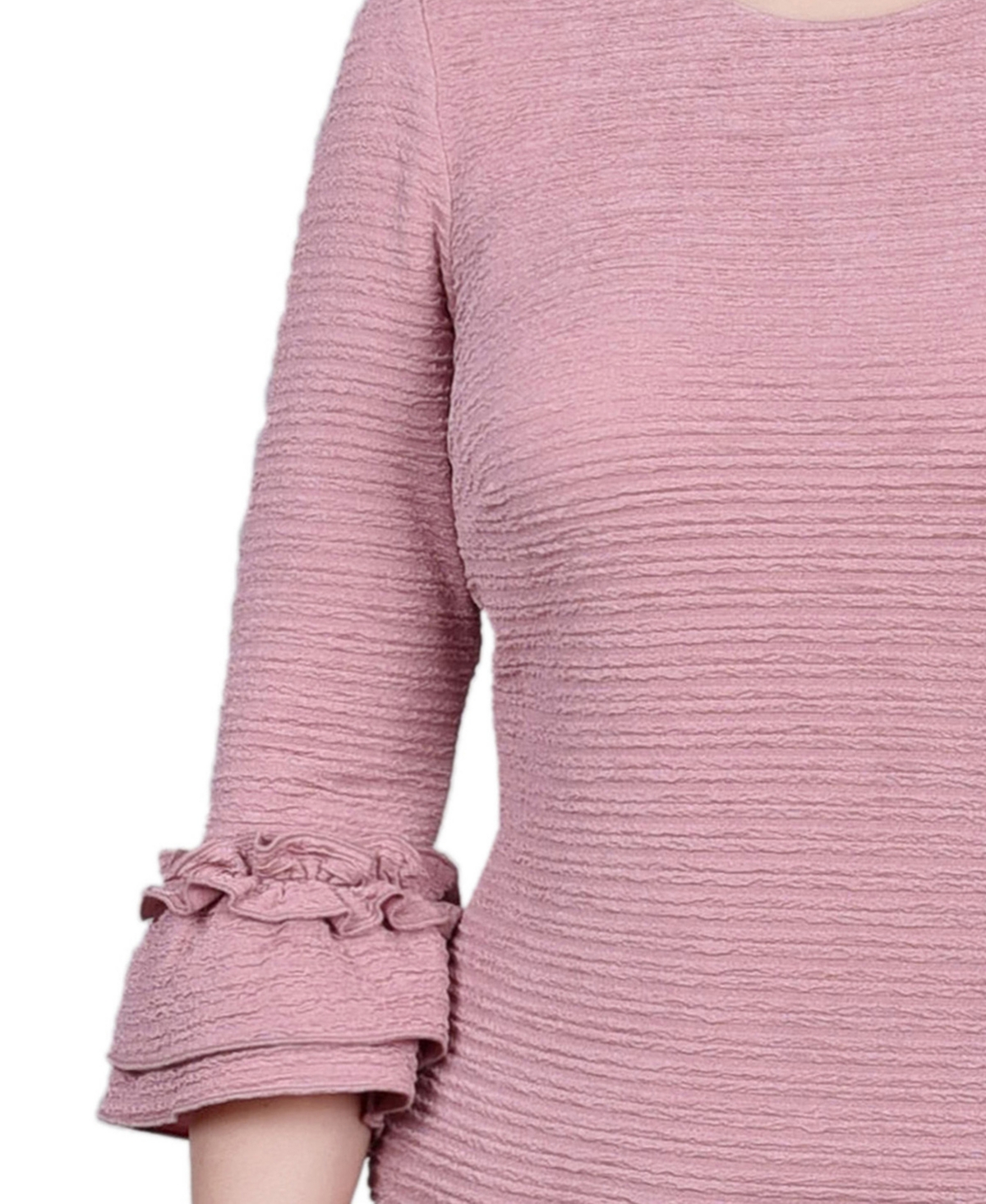 Ny Collection Petite 3/4 Sleeve Textured Knit Dress