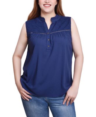 Petite Sleeveless Yoked Blouse Top