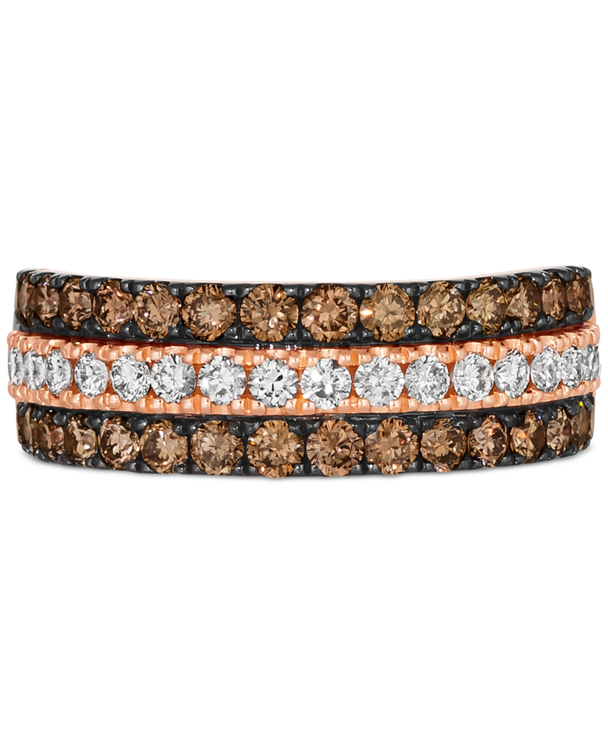 Le Vian Chocolate Diamond & Nude Diamond Triple Row Band (1-1/3 ct. t.w.) in 14k Rose Gold
