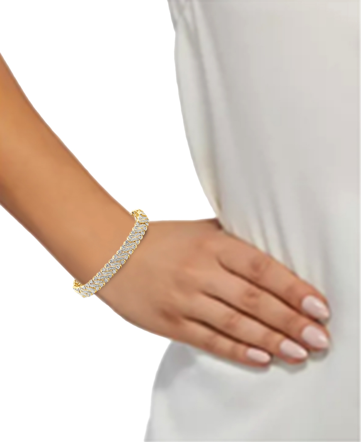 Macy's Diamond S Link Statement Bracelet (1 Ct. T.w.) In Gold-plated Sterling Silver In Gold-plated Sterling Silver