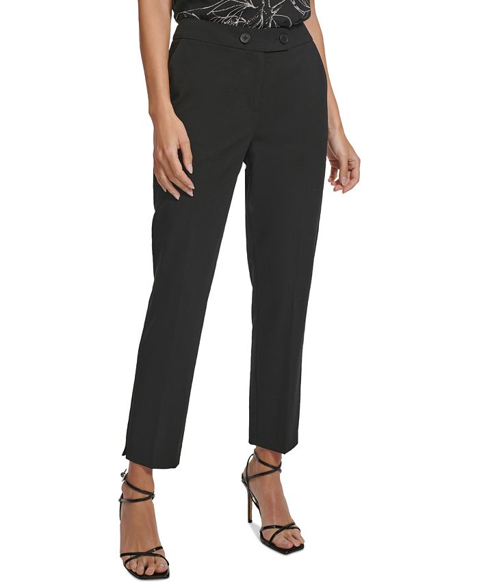 Calvin Klein Women's Solid Ankle Pants Black Size 14W