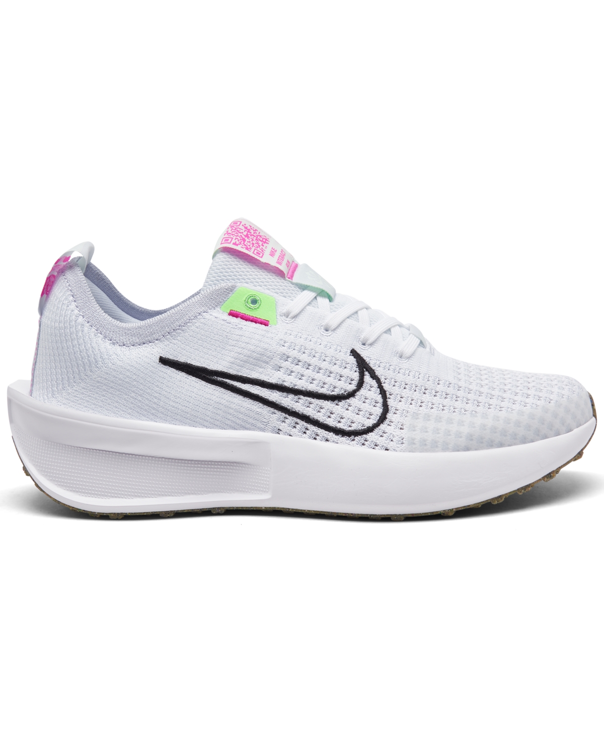 Nike Women's Interact Running Sneakers From Finish Line In White,pink