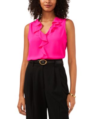 Vince Camuto - Solid Sleeveless Ruffled Top