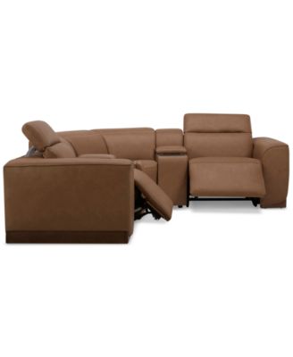 Lovro 5-Pc. Leather Sofa with 2 Power Motion Chairs & 2 Consoles, Created for Macy's