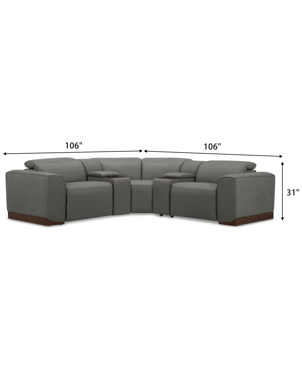 Lovro 5-Pc. Leather Sofa with 2 Power Motion Chairs & 2 Consoles, Created for Macy's