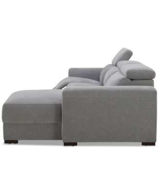 Nevio 3-Pc. Fabric Power Headrest Sectional and Chaise with 1 Power Motion Chair