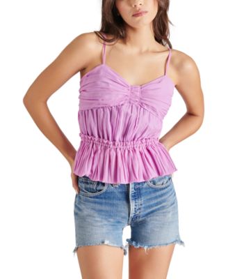 Steve Madden - Women's Solange Pleated Smocked-Back Peplum Top