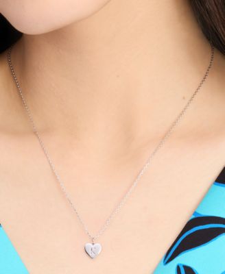Silver-Tone Initial Heart Pendant Necklace, 16" + 3" extender 