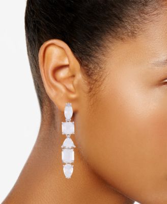 Mixed Cut Crystal Linear Drop Earrings