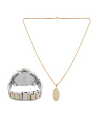 Men's Quartz Two-Tone Alloy Watch 45mm Gift Set