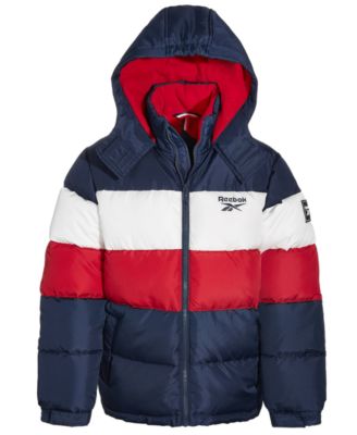 Reebok Toddler Little Boys Colorblocked Fleece Lined Full Zip Hooded Puffer Jacket Macy s