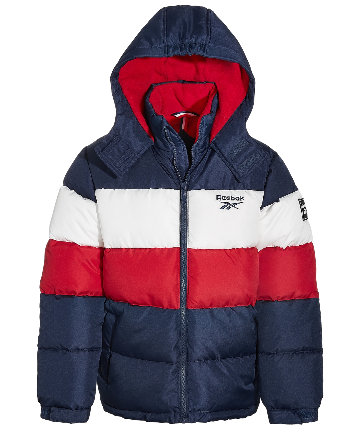Reebok Toddler & Little Boys Colorblocked Fleece-Lined Full-Zip Hooded Puffer Jacket