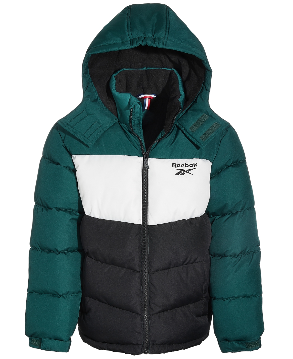 Reebok Kids Toddler Little Boys Colorblocked Fleece lined Full zip Hooded Puffer Jacket In Forest Gre ModeSens