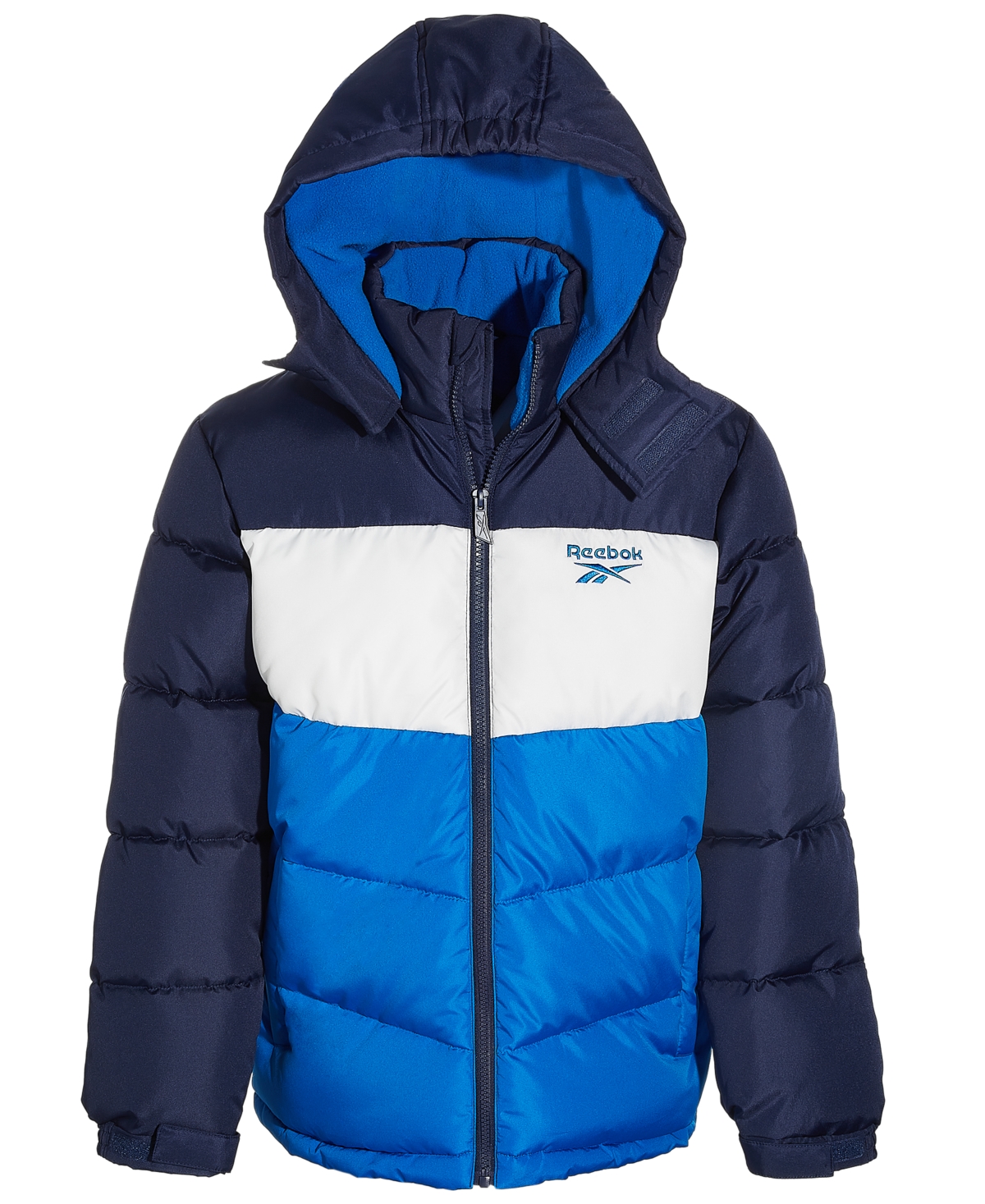 Reebok Big Boys Colorblocked Fleece-Lined Full-Zip Hooded Puffer Jacket