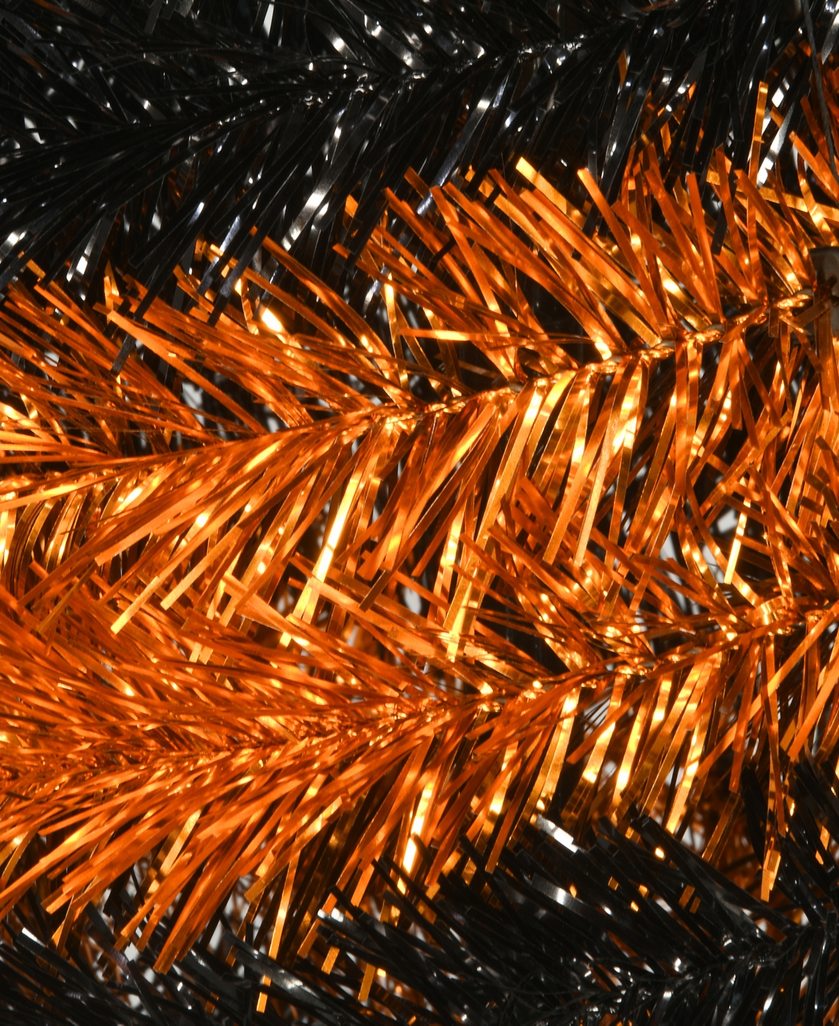 National Tree Company 7.5' Artificial Halloween Tree, Black and Tinsel, Includes Stand, Halloween Collection - Orange