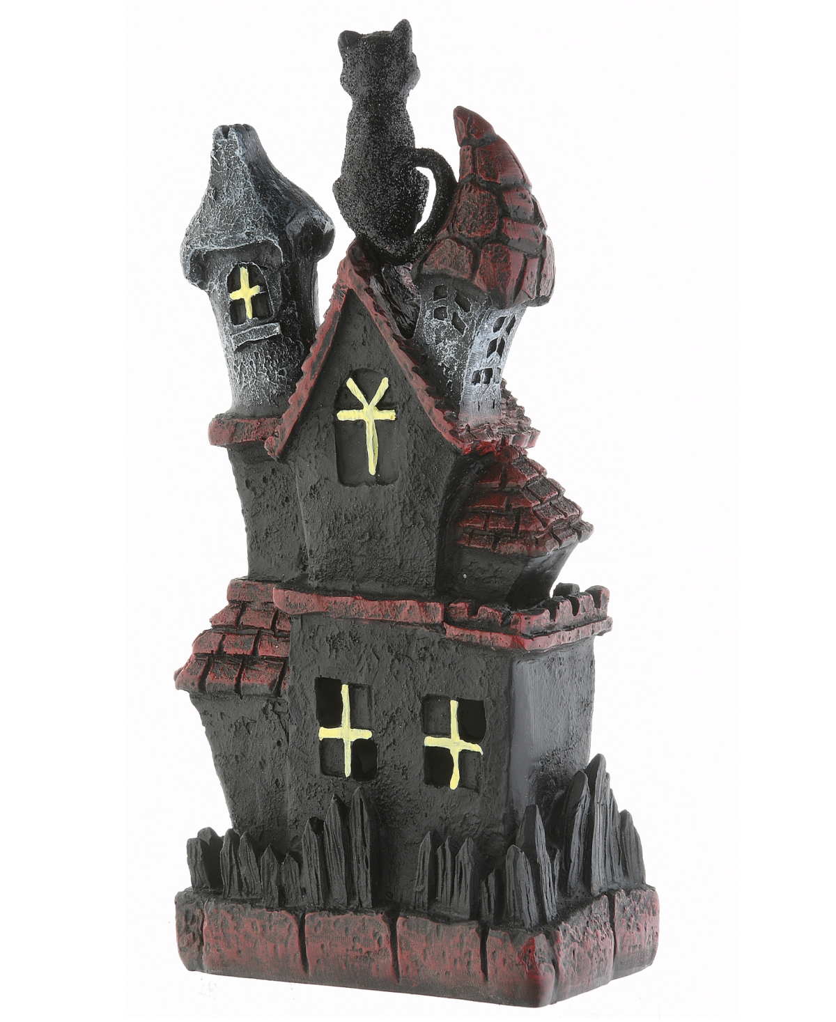 National Tree Company 7" Pre-lit Haunted House Decoration, Led Lights, Halloween Collection In Black