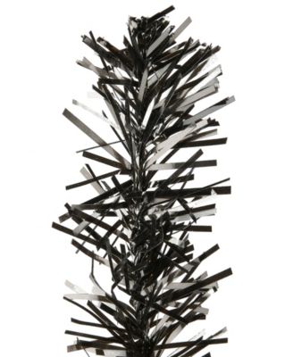 24" Tinsel Tree, Black, Orange, Halloween Collection