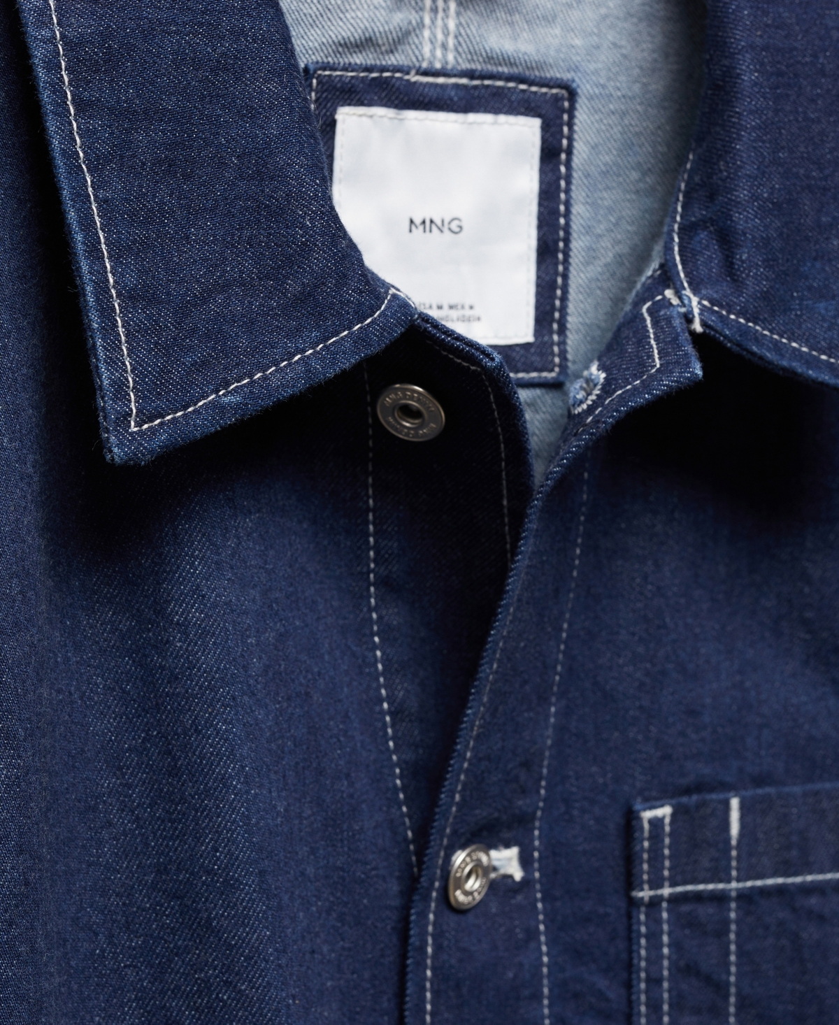 Shop Mango Men's Stitching Pockets Detail Denim Overshirt In Open Blue