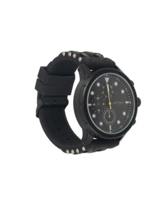 Men's Black Silicone Strap Watch 48mm