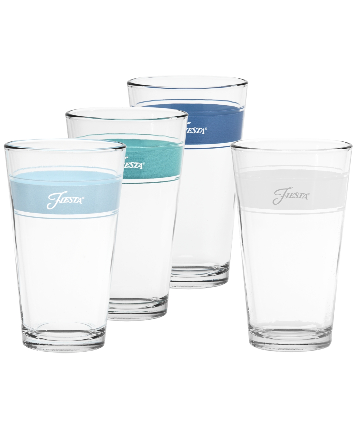 Fiesta Coastal Blues Frame 16-ounce Tapered Cooler Glass Set Of 4 In Multi