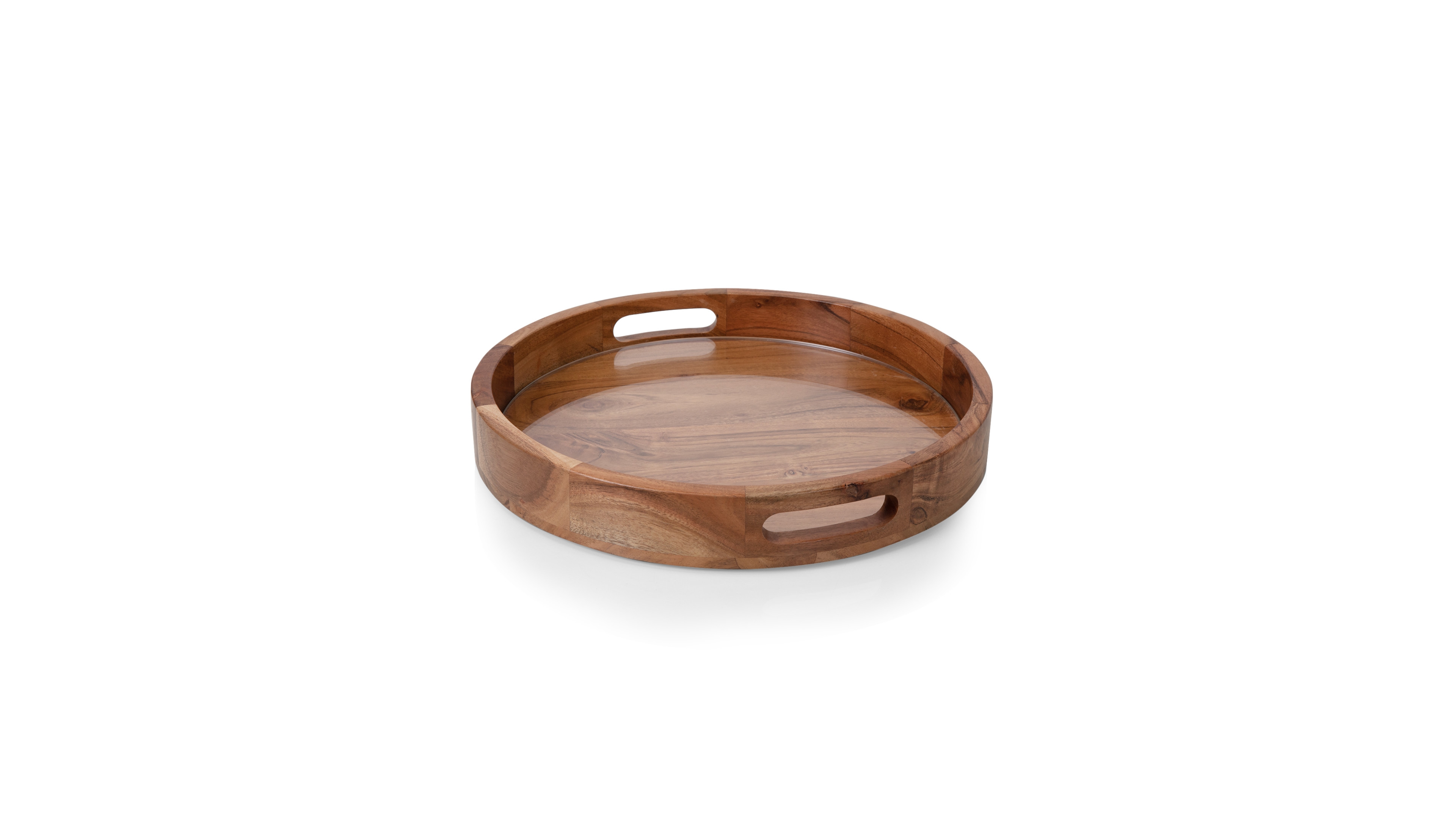 Toscana Barista Acacia Wood Glass Serving Tray