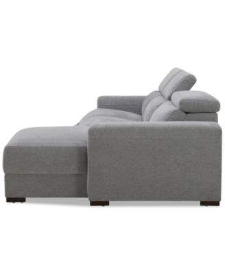 Nevio 3-Pc. Fabric Power Headrest Sectional and Chaise with 2 Power Motion Chairs