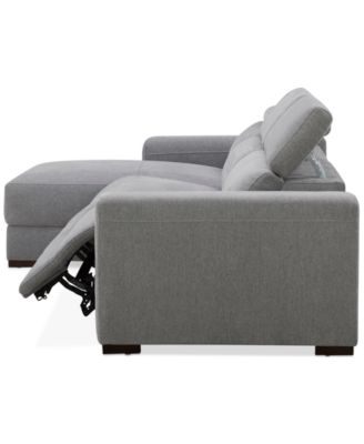 Nevio 3-Pc. Fabric Power Headrest Sectional and Chaise with 2 Power Motion Chairs