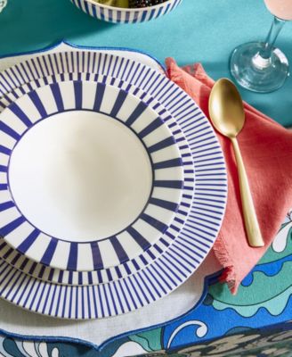 Blue Italian Steccato Cereal Bowls, Set of 4