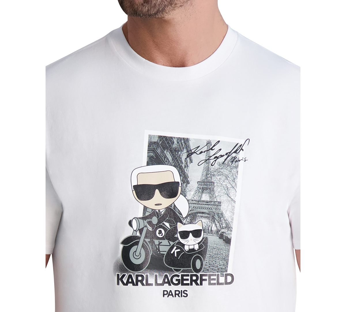 Karl Lagerfeld Paris Men's Cotton Karl & Choupette Graphic T-Shirt